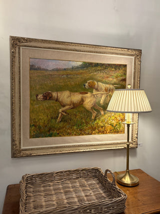 Early 1900's "Hunting Hounds" in Oil on Board -signed Sigred S. Beneck