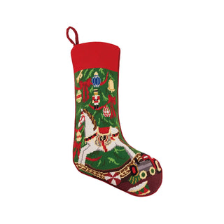 Xmas Rocking Horse Embroidered Stocking