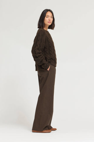 L GINGHAM EASY PANT: Brown