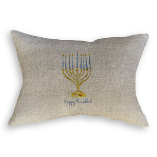 Menorah with Happy Hanukkah: Natural Guest Towel / Remove Words / -