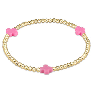 ENewton | egirl Signature Cross Gold Pattern 3mm Bead Bracelet