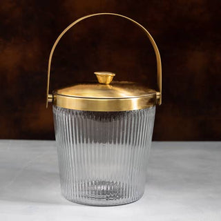 Elegant Glass & Gold Ice Bucket