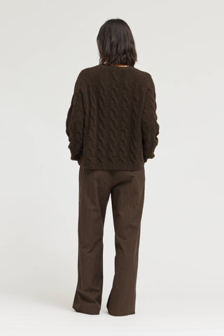 L GINGHAM EASY PANT: Brown