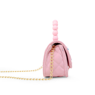 Pearl Handle Message Charm Handbag for Kids: Hot PInk