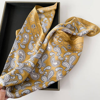 Paisley Satin Square Scarf – Yellow