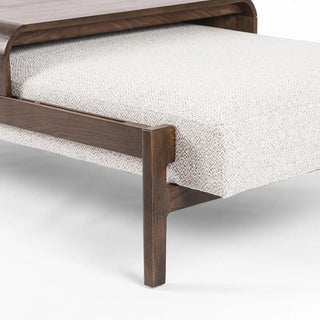 Sturdy beechwood leg structure of the solid beechwood rectangle ottoman for enhanced durability.