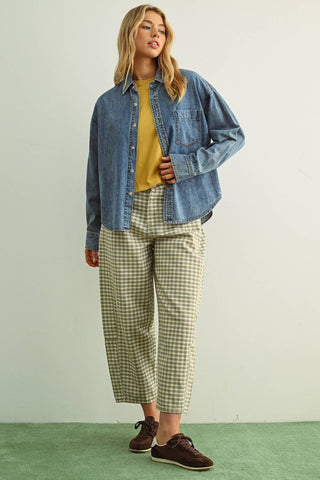 MED WASHED DENIM BUTTON DOWN SHIRTS: DENIM BLUE