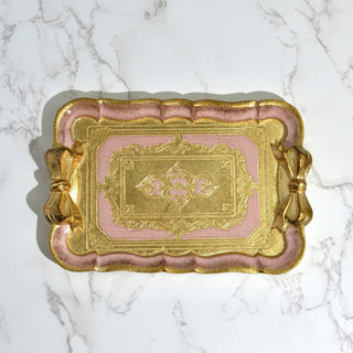 Florentine Carved Gilded Wood Mini Tray with Bow