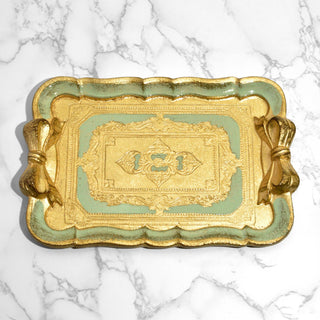 Florentine Carved Gilded Wood Mini Tray with Bow