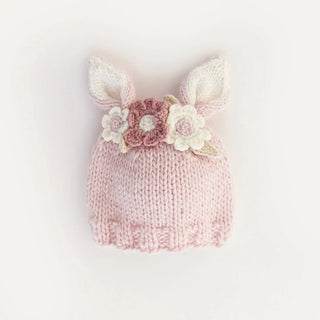 Flower Bunny Beanie Blush Flower Beanie : 0-6 mos