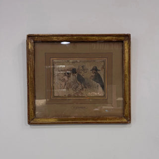 Framed Graphite Drawing - Beaumont (Charles - Edouard)
