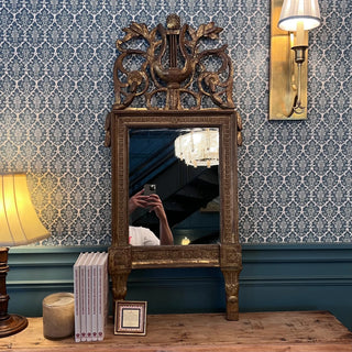 French Gilt Lyre‑Crest Mirror