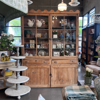 French Glass Cabinet with Scallop Top