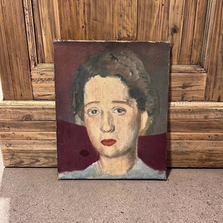 French Portrait in Oil "Red Lips"
