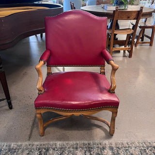 Antique French Red Leather Chair