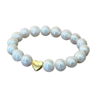 Freshwater Pearl Heart Bracelet: Gold