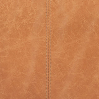  A detailed close-up of the Gabine Accent Bench’s top-grain brandy leather upholstery, highlighting its rich texture.