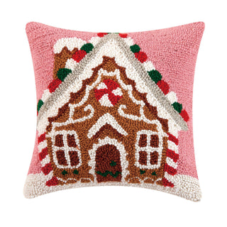 Gingerbread House With Candycane Hook Pillow