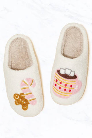 Gingerbread Man & Hot Chocolate Slippers: Medium