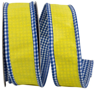 Gingham Wrapped Edge & Backed Dupioni Wired Edge Ribbon