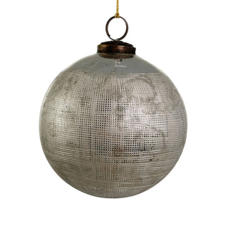 Glass Ball Silver Checkered Cutting Ornament