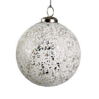 Glass Ball Silver White Mosaic