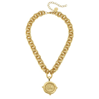 Gold Equestrian Intaglio Necklace