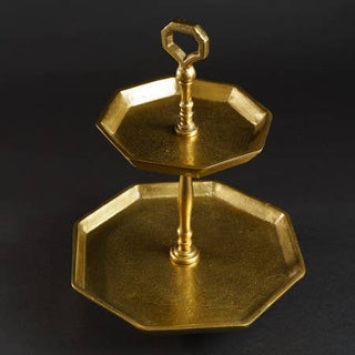 Gold Octagon 2-Tier Stand