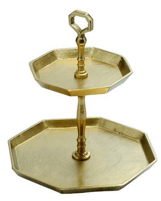 Gold Octagon 2-Tier Stand