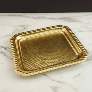 GOLD SQUARE BEADED EDGE TRAY