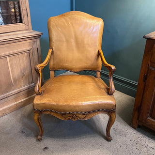 Antique Golden Louis - Style Leather Armchairs