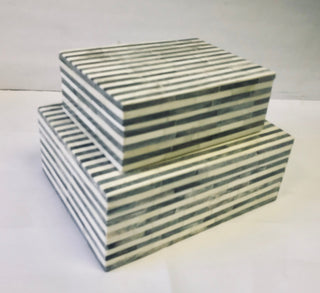 Home Accents Grey and White Stripe Bone Box