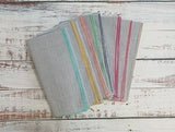 Grey Seersucker Cloth Napkins w/Colorful Edges, Set 8