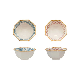 Hand - Painted Stoneware Octagon Shaped Bowl