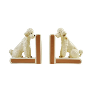 Hand - Painted Stoneware Vintage Reproduction Poodle Shaped Bookends