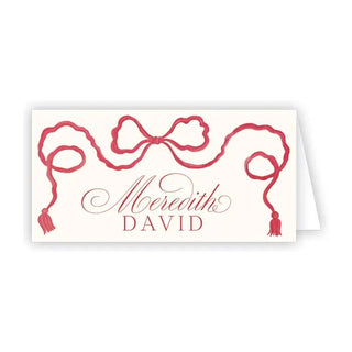 Holiday Red Bow with Tassels Placecard