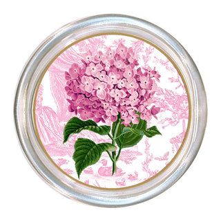 Hydrangea on Pink Glass Coaster
