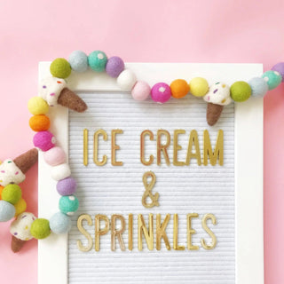 Ice Cream & Sprinkles Felt Ball Garland