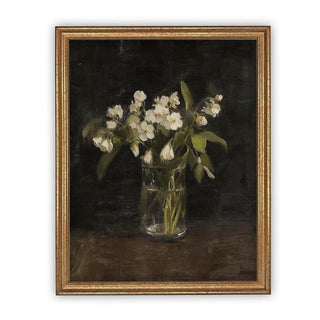 White Flowers Glass Vase