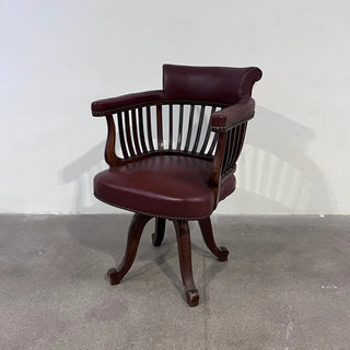 Italian Antique Red Leather Desk Chair