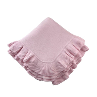 Jersey Knitted Ruffle Blanket: White/Blue