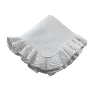 Jersey Knitted Ruffle Blanket: White/Blue