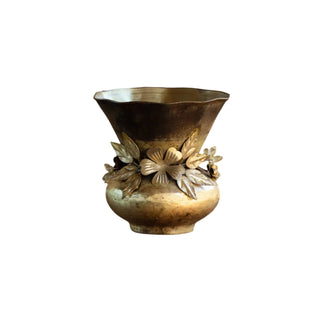 Jeweled Garland Antiqued Gold Vase