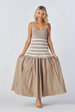 Knit & Poplin Long Dress