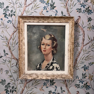 Lady in Pearls Signed Oil Painting (Paris 1939)