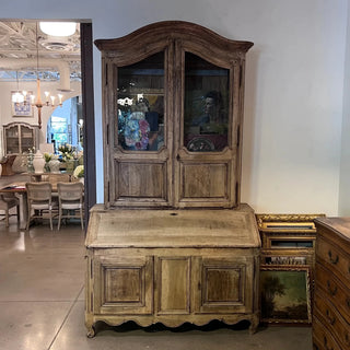 Large Antique Pine Cabinet & Secretary Desk - France