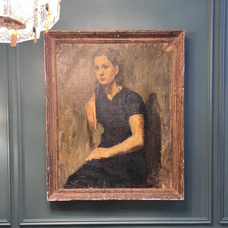 Large Dark Portrait of a Woman - Late 1800s