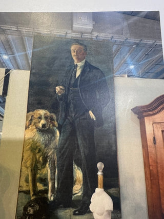 Large Full Length Formal Portrait Man & Dog