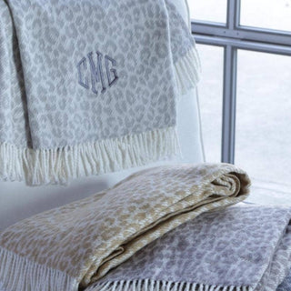 Leopard Throw: Cream/Sage