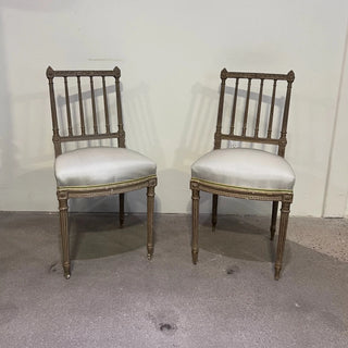 Louis XVI French Chairs in Schumacher Charee Silk Stripe